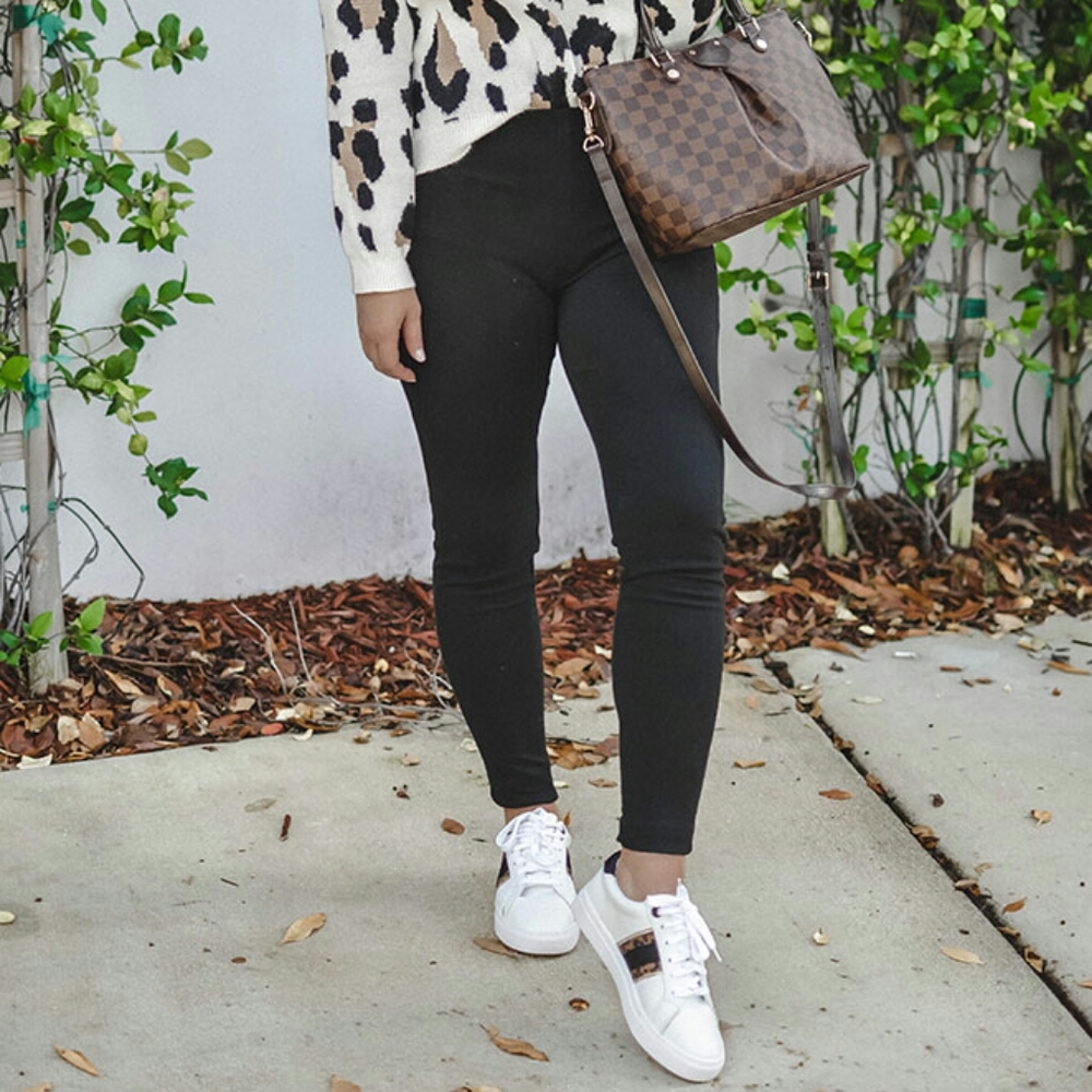 LAST 1 (SZ 10) White Leopard Memory Foam Fashion Sneakers - Picture 5 of 8